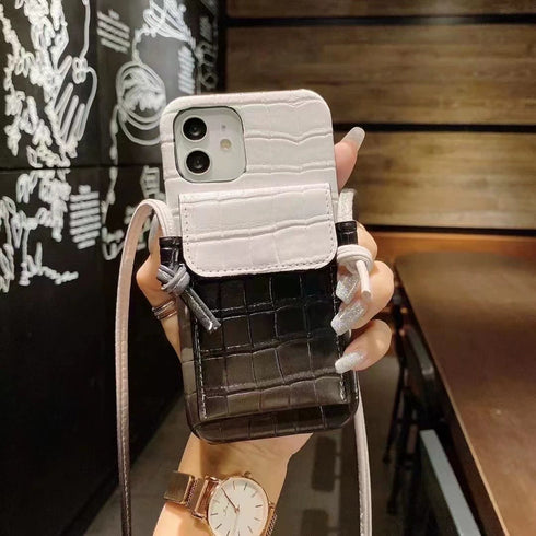 כיסוי עם רצועה וארנק יפייפה וייחודי מעוצב לאייפון - Leather Strap