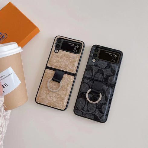 כיסוי עור יוקרתי ואופנתי עם טבעת לגלקסי זי - Coach