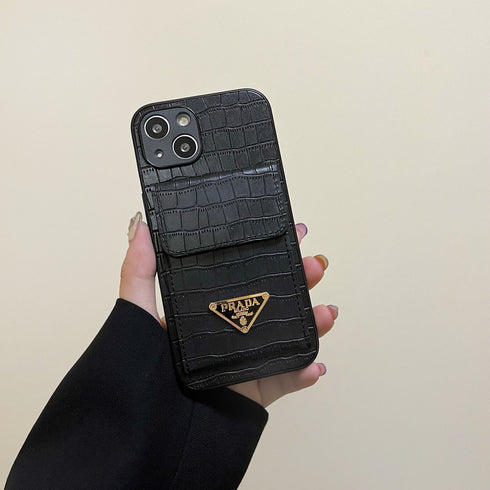 כיסוי ארנק אופנתי יוקרתי איכותי מעוצב לאייפון - PRADA