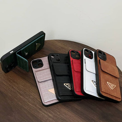 כיסוי ארנק אופנתי יוקרתי איכותי מעוצב לאייפון - PRADA