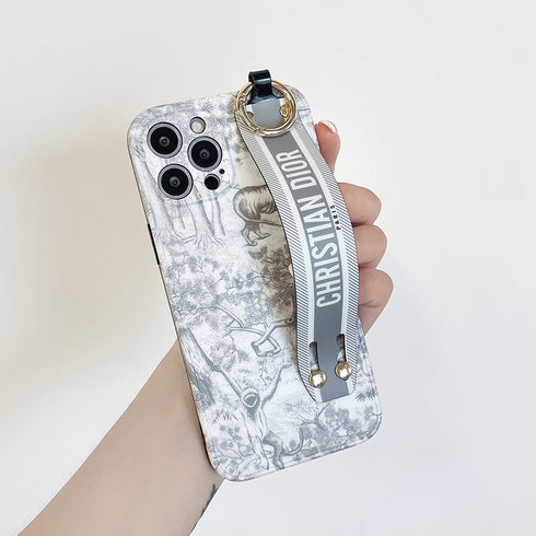 כיסוי איכותי אופנתי ויוקרתי עם רצועה מעוצב לאייפון - Christian Dior