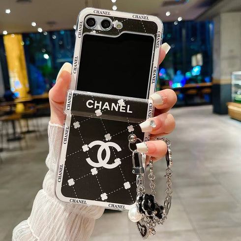 כיסוי עור יוקרתי ואופנתי עם תחרה כסופה לגלקסי זי - Chanel