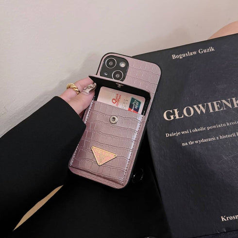 כיסוי ארנק אופנתי יוקרתי איכותי מעוצב לאייפון - PRADA