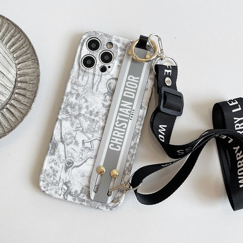 כיסוי איכותי אופנתי ויוקרתי עם רצועה מעוצב לאייפון - Christian Dior