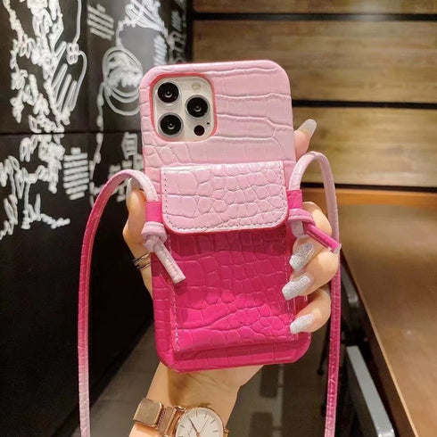 כיסוי עם רצועה וארנק יפייפה וייחודי מעוצב לאייפון - Leather Strap