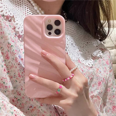 כיסוי ורוד חמוד איכותי ומיוחד מעוצב לאייפון - Pink Waves