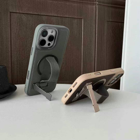 כיסוי פשוט ואיכותי עם טבעת ותחרה שעוצב לאייפון - Leather Clip