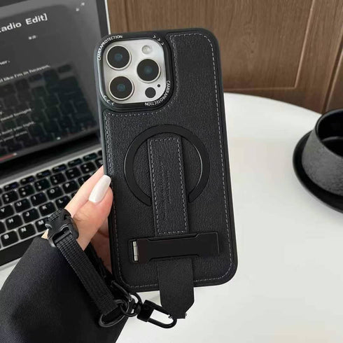 כיסוי פשוט ואיכותי עם טבעת ותחרה שעוצב לאייפון - Leather Clip