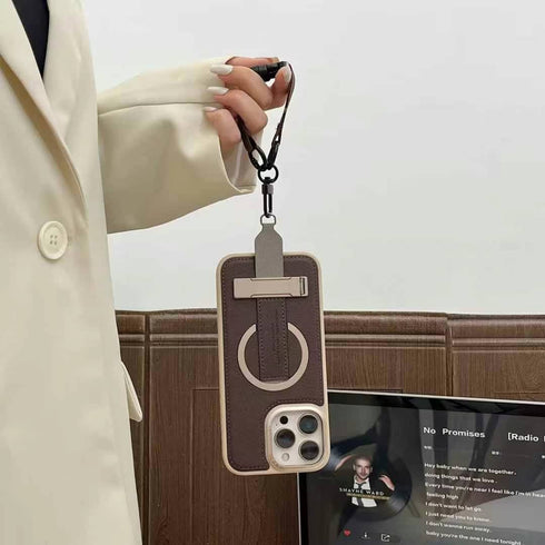 כיסוי פשוט ואיכותי עם טבעת ותחרה שעוצב לאייפון - Leather Clip