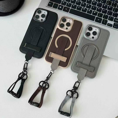 כיסוי פשוט ואיכותי עם טבעת ותחרה שעוצב לאייפון - Leather Clip