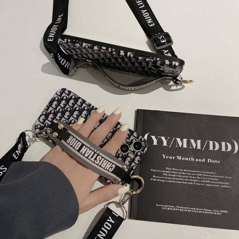 כיסוי עם רצועת יד יוקרתי מיוחד ואיכותי מעוצב לאייפון - Christian Dior