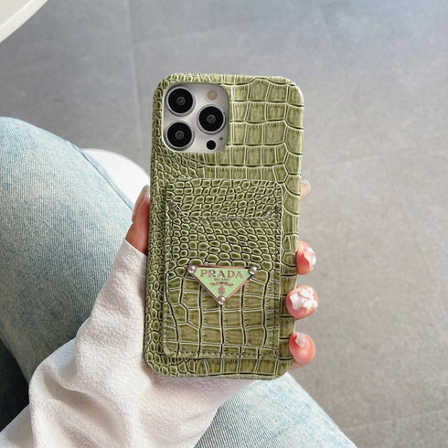 כיסוי ארנק יוקרתי איכותי מעור תנין מעוצב לאייפון - Prada