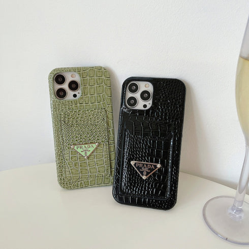 כיסוי ארנק יוקרתי איכותי מעור תנין מעוצב לאייפון - Prada