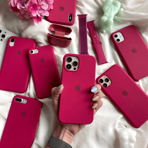 כיסוי סיליקון איכותי לאייפון (אדום ורדים) - iPhone Apple Case Magsafe