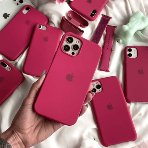 כיסוי סיליקון איכותי לאייפון (אדום ורדים) - iPhone Apple Case Magsafe