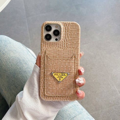 כיסוי ארנק יוקרתי איכותי מעור תנין מעוצב לאייפון - Prada